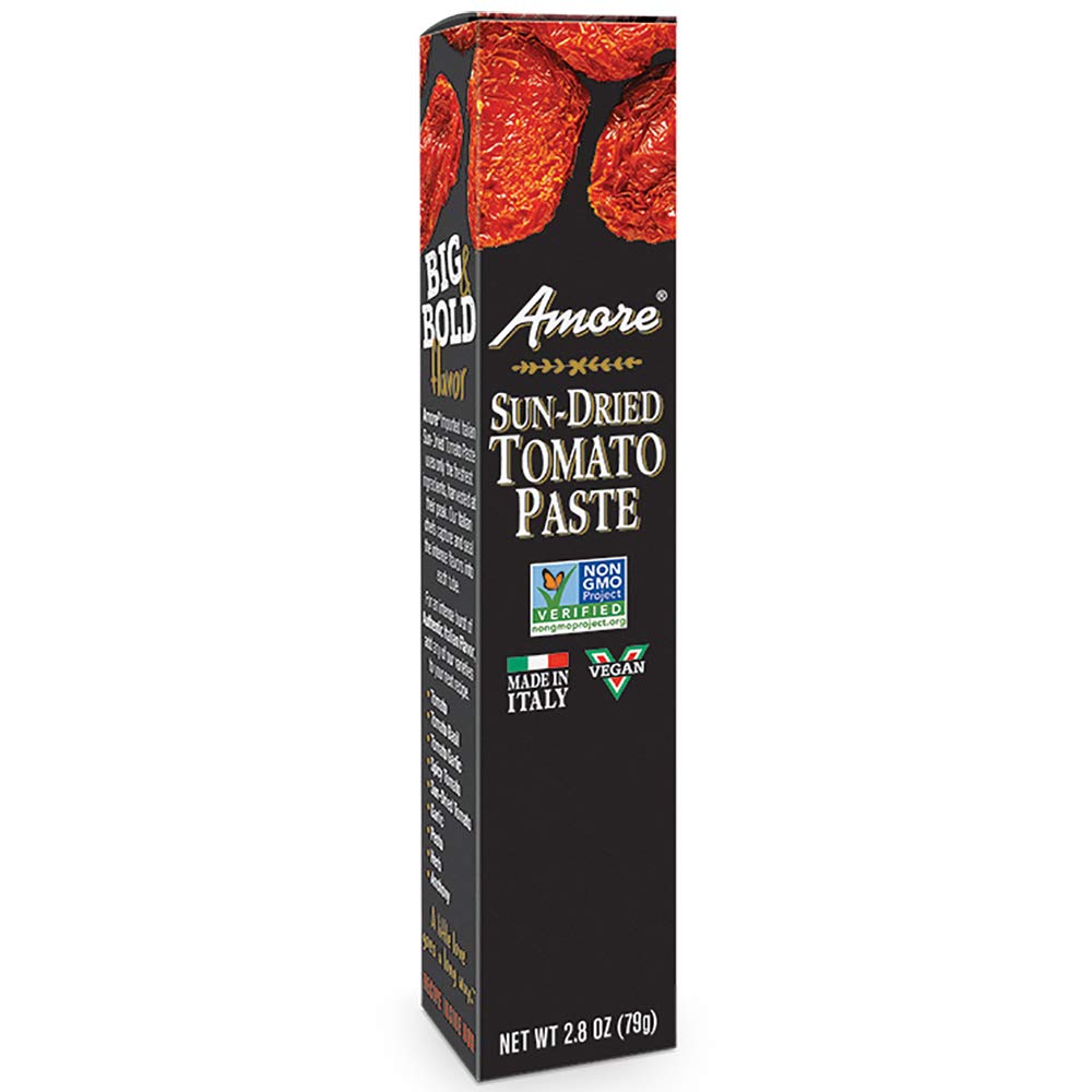 Amore Vegan Sun Dried Tomato Paste in a Tube Non GMO Made in Italy (Pack of 6)